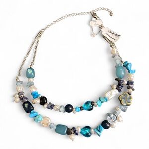 Free People Steal the Show Choker Necklace in Turquoise Tonal Blue NWT